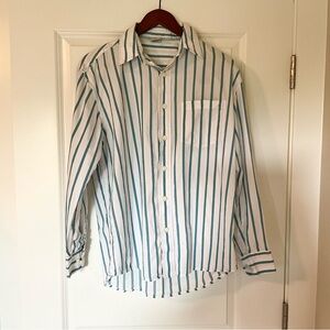 Old Navy Men’s Cotton Button Up Collard dress shirt, S, blue & green stripes